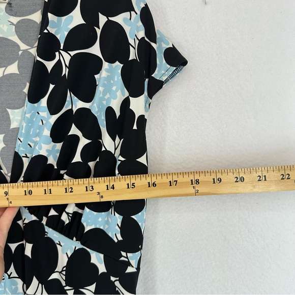 G.H Bass & Co Short Sleeve V Neck Floral Midi Dress Womens 8 Blue - Picture 4 of 10